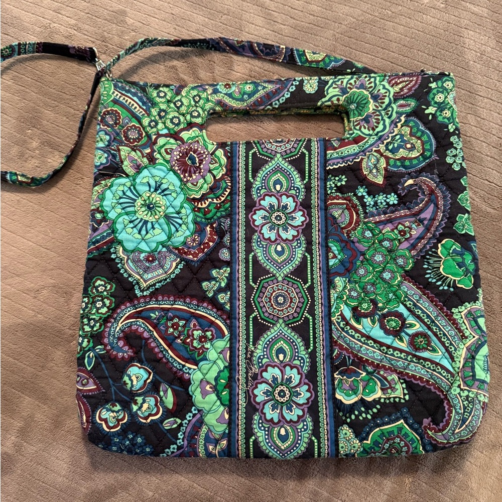 Vera Bradley Green and Blue Paisley Shoulder Bag